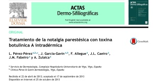 Noalgia parestésica y amiloidosis maculosa. Tratamiento con toxina botulínica.